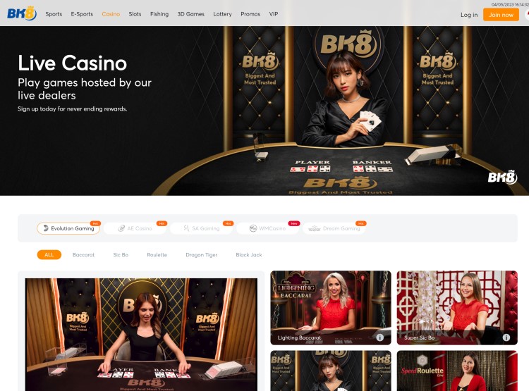 BK8 Singaporean Sites to Play Evolution Live Casino