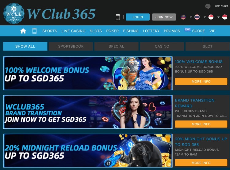 List of Wclub365 casino promotions