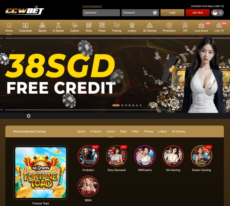 An overview of CCWBet casino lobby