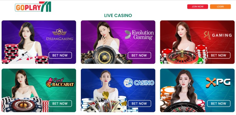 Example of GoPlay711 Live Casino offering